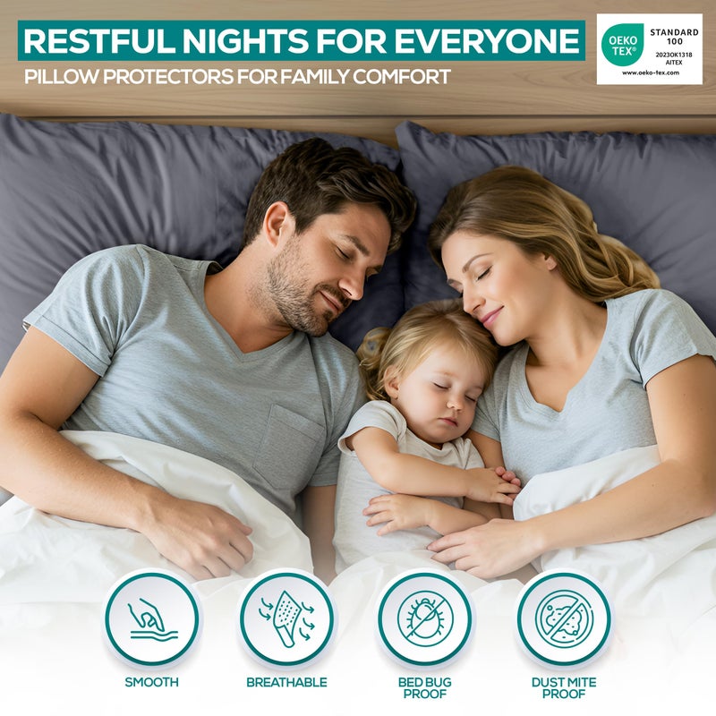 Utopia Bedding Premium 100% Waterproof Pillow Protectors with Zipper King Size (Set of 2), Bed Bug and Dust Mite Proof Zippered Pillow Covers, Pillow Encasement Cases, Gray - Image 5